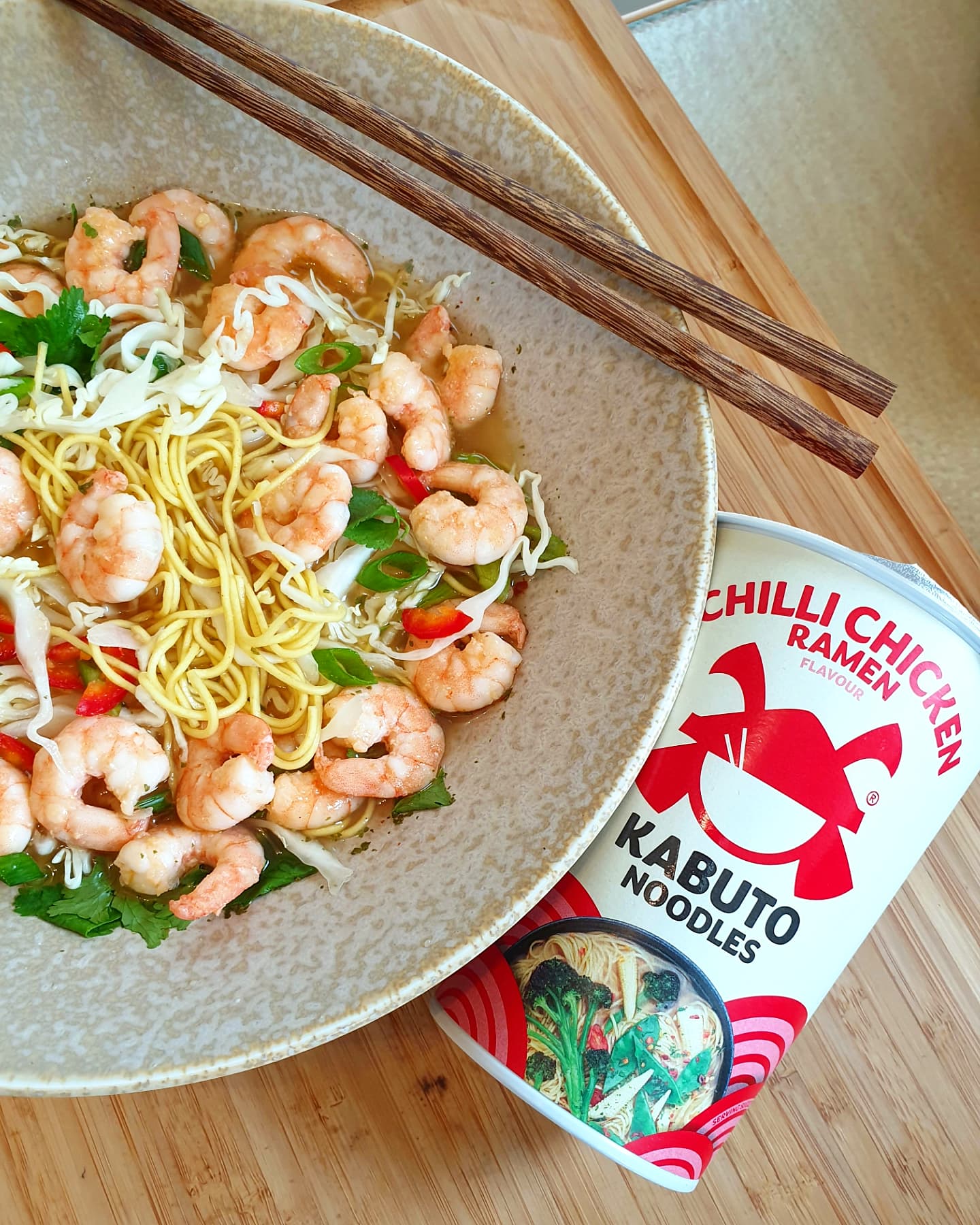 Chilli Chicken Ramen with prawns by Joey Tropicale