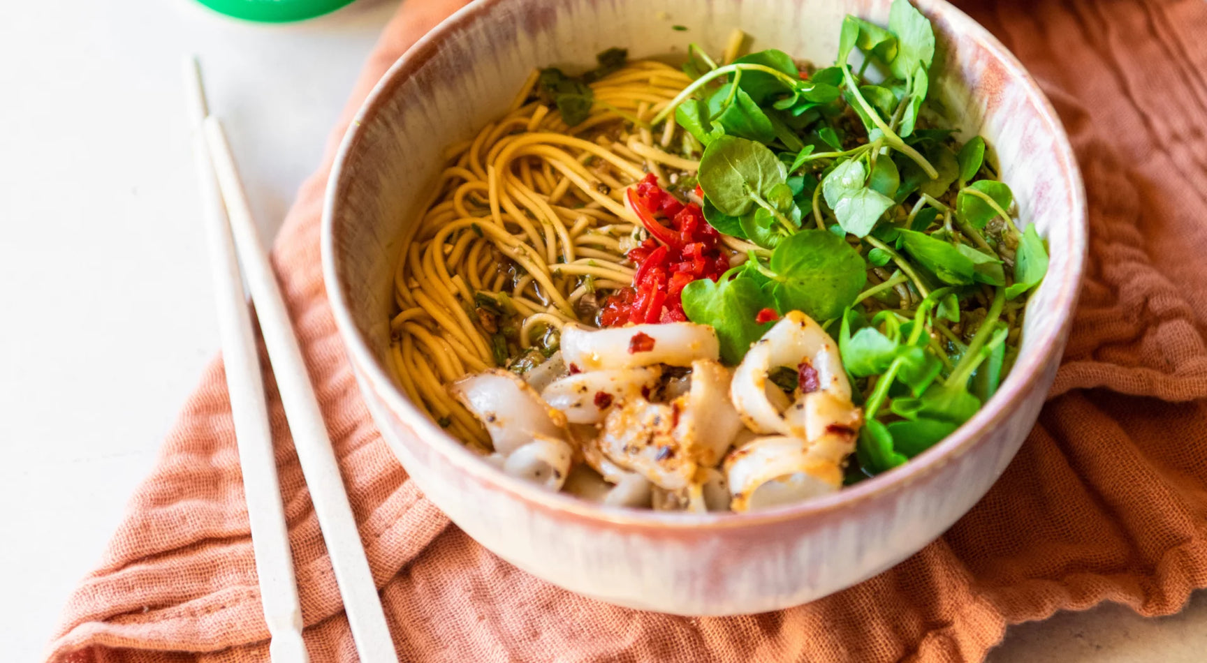 Recipe: Miso Ramen with Chilli Squid and Peppery Fresh Watercress